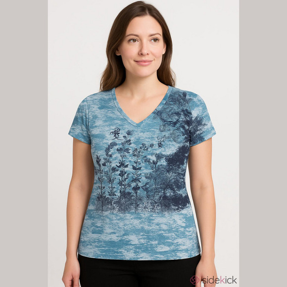 Maurices Tops - Maurice’s Plus Blue Patterned Graphic Cotton Polyester Top Women’s Size 3